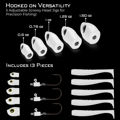 Stack Tackle Screwy Head Jigs + Tail Clapper Bundle Pack