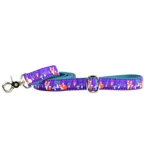 2 Hounds Design 1″ Nocturnal – Fox and Mushroom Ribbon Dog Leash - Angler's Pro Tackle & Outdoors