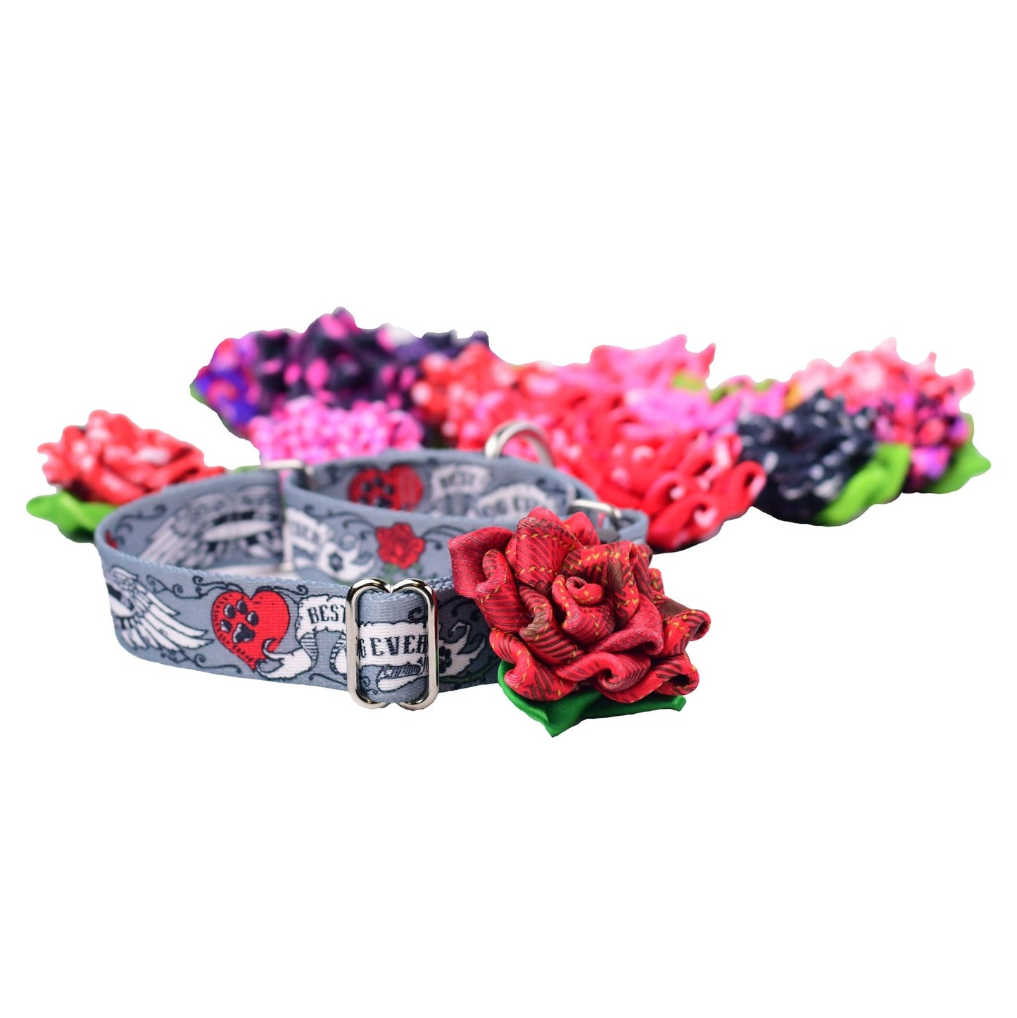 2 Hounds Design Collar Flower - Red and White Kisses - Angler's Pro Tackle & Outdoors