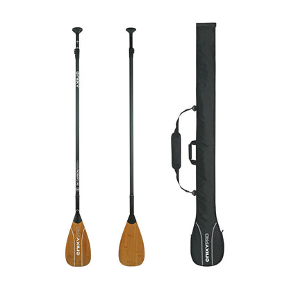 NIXY 2-Piece Adjustable 100% 3K Carbon Fiber SUP Pro Paddle with Bamboo