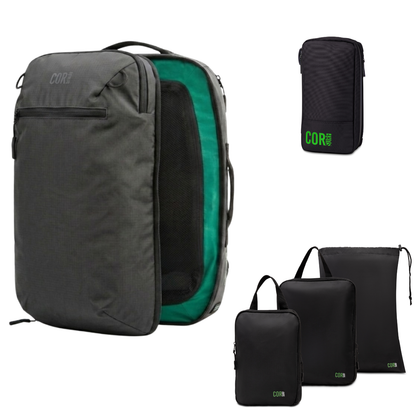 COR Surf Island Hopper Travel Bundle - Backpack + Toiletry Bag + Compression Packing Cubes with YKK