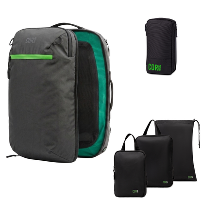 COR Surf Island Hopper Travel Bundle - Backpack + Toiletry Bag + Compression Packing Cubes with YKK