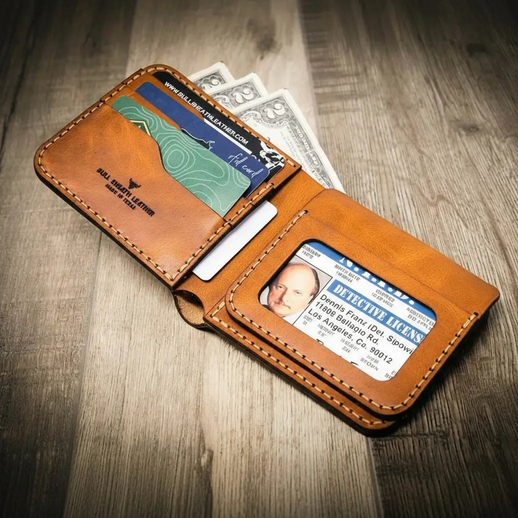 Bull Sheath Leather Badge Bifold Wallet