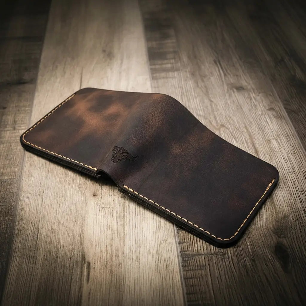 Bull Sheath Leather Badge Bifold Wallet
