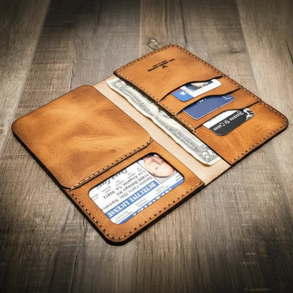 Bull Sheath Leather Badge Long Wallet