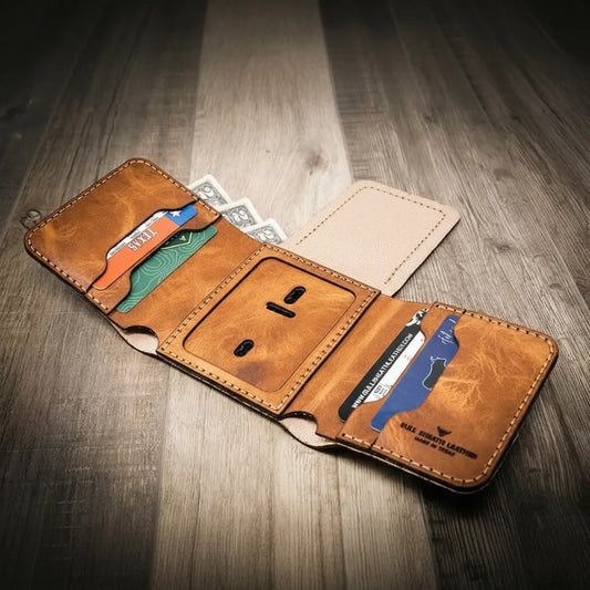 Bull Sheath Leather Badge Trifold Wallet