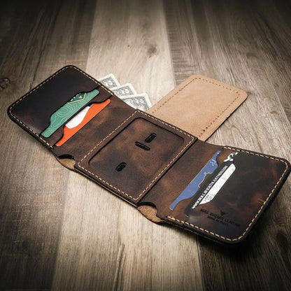 Bull Sheath Leather Badge Trifold Wallet
