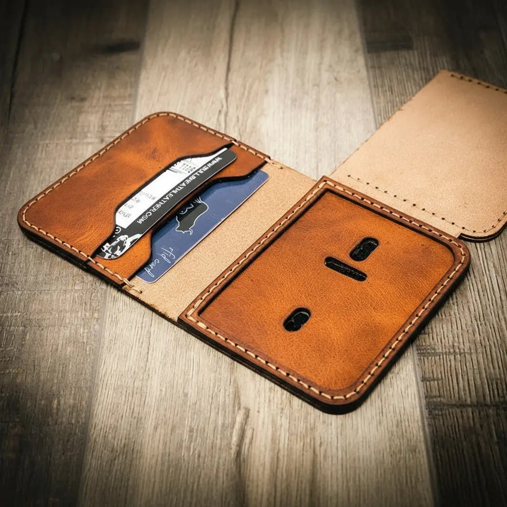 Bull Sheath Leather Minimalist Badge Wallet