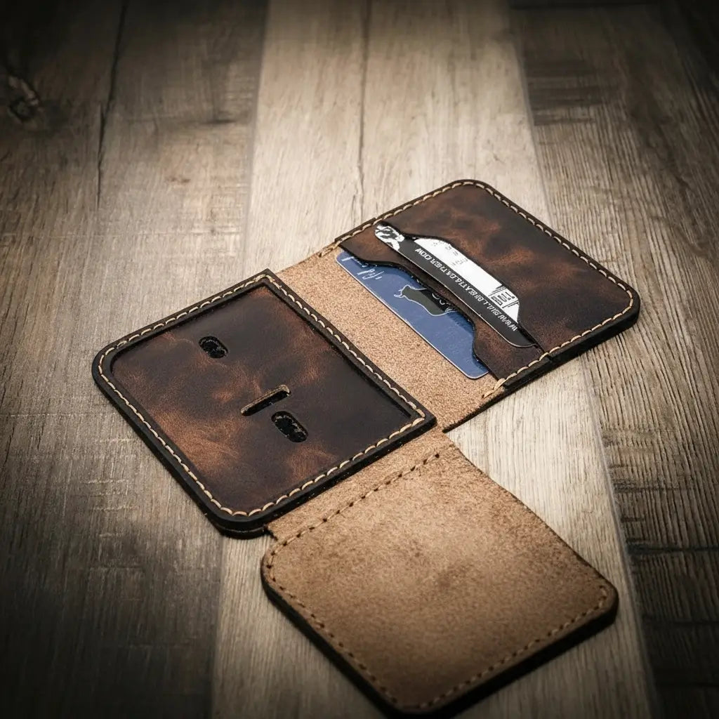 Bull Sheath Leather Minimalist Badge Wallet