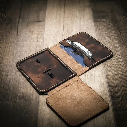 Bull Sheath Leather Minimalist Badge Wallet