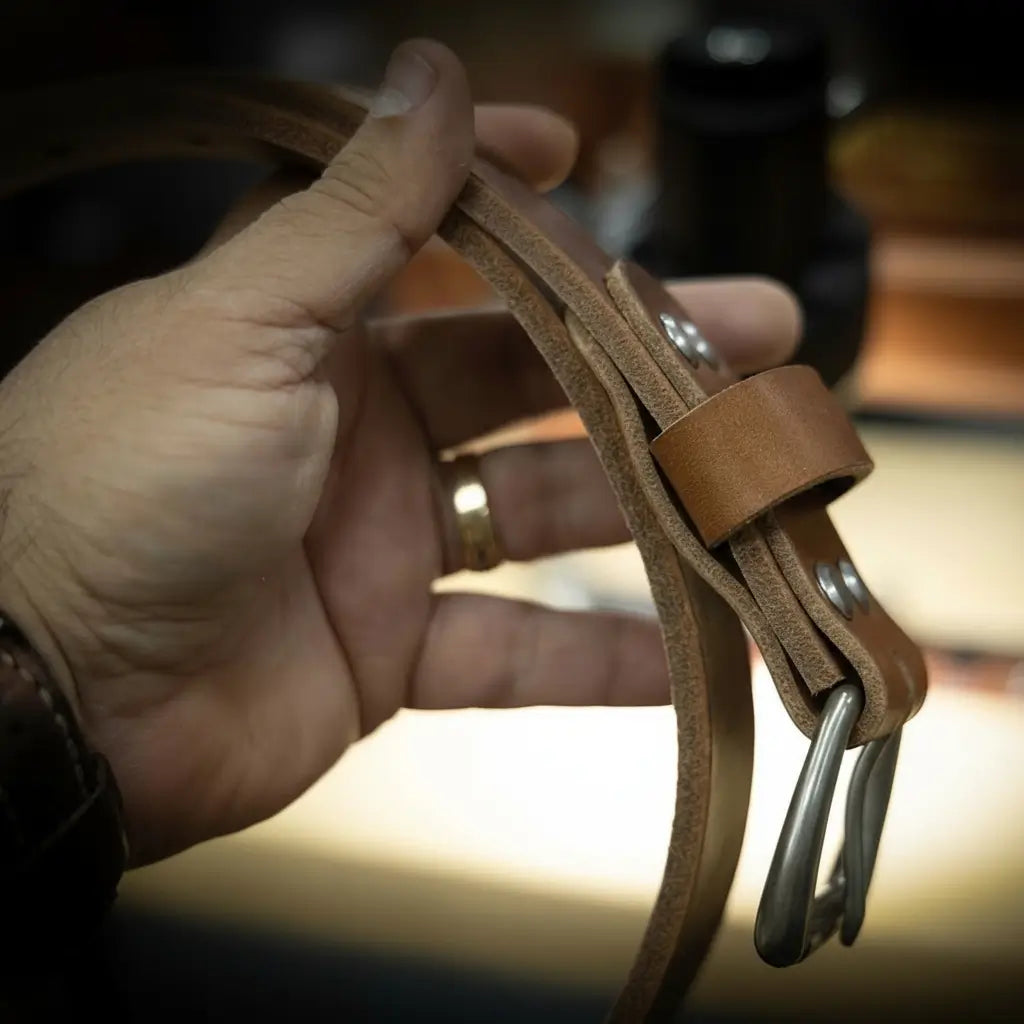 Bull Sheath Leather Men's Leather Belt - Oak Brown