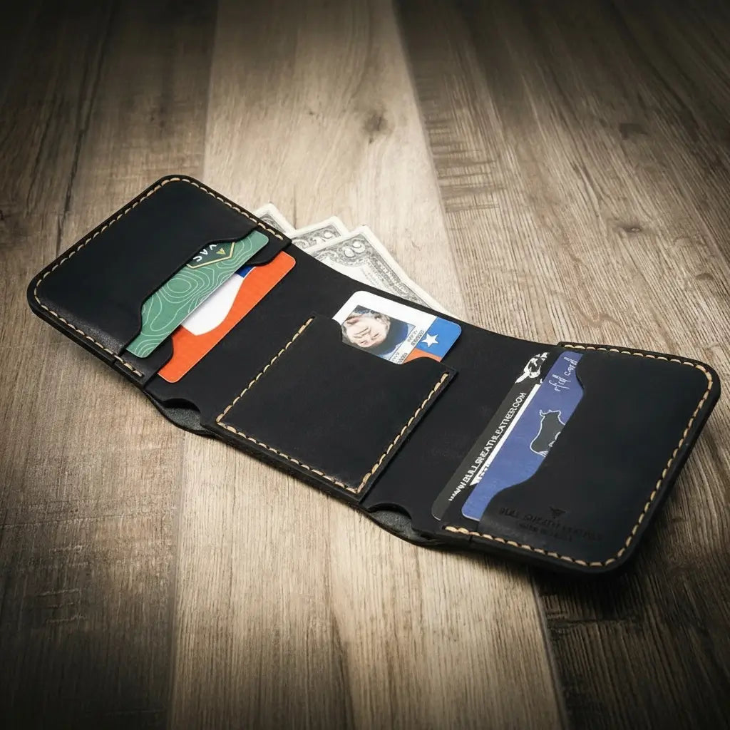 Bull Sheath Leather The Trinity Trifold Wallet
