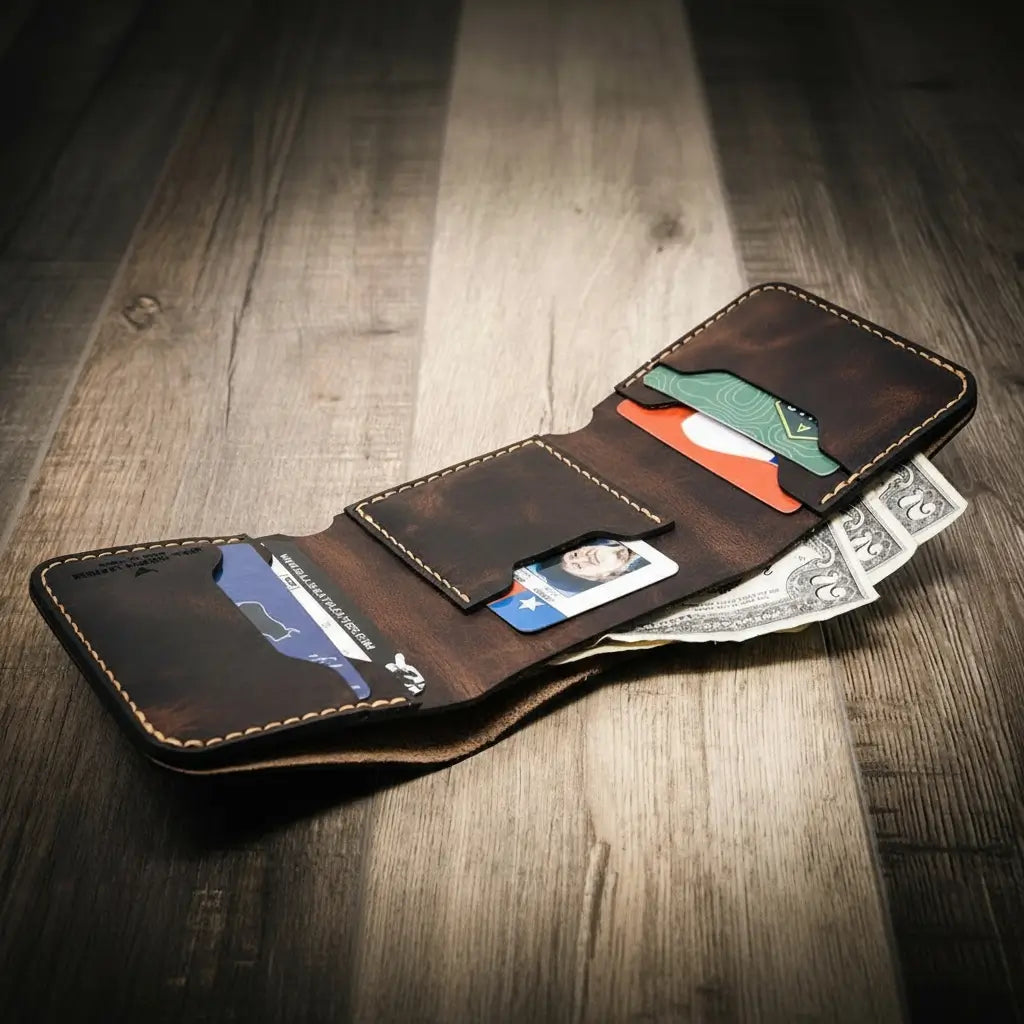 Bull Sheath Leather The Trinity Trifold Wallet