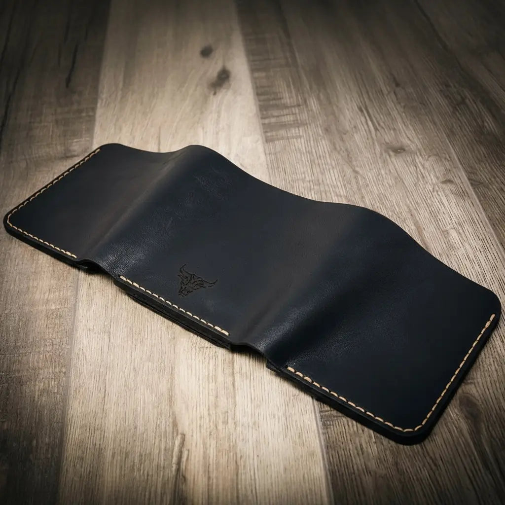 Bull Sheath Leather Badge Trifold Wallet