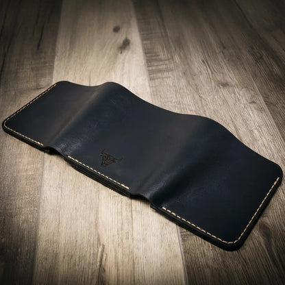 Bull Sheath Leather Badge Trifold Wallet