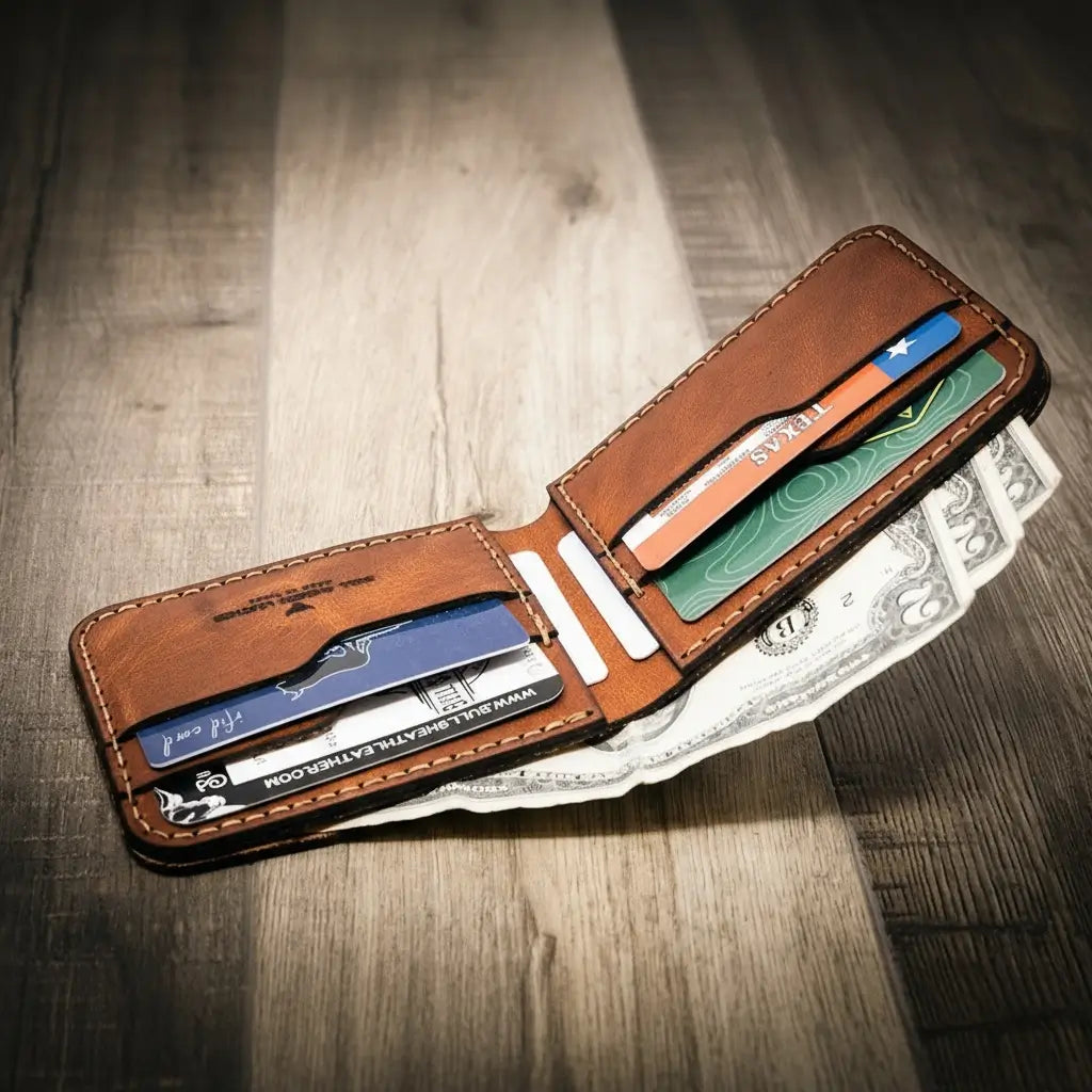 Bull Sheath Leather Western Bifold Wallet