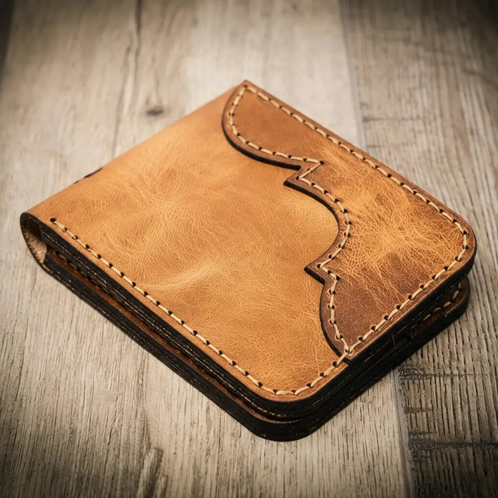 Bull Sheath Leather Western Bifold Wallet