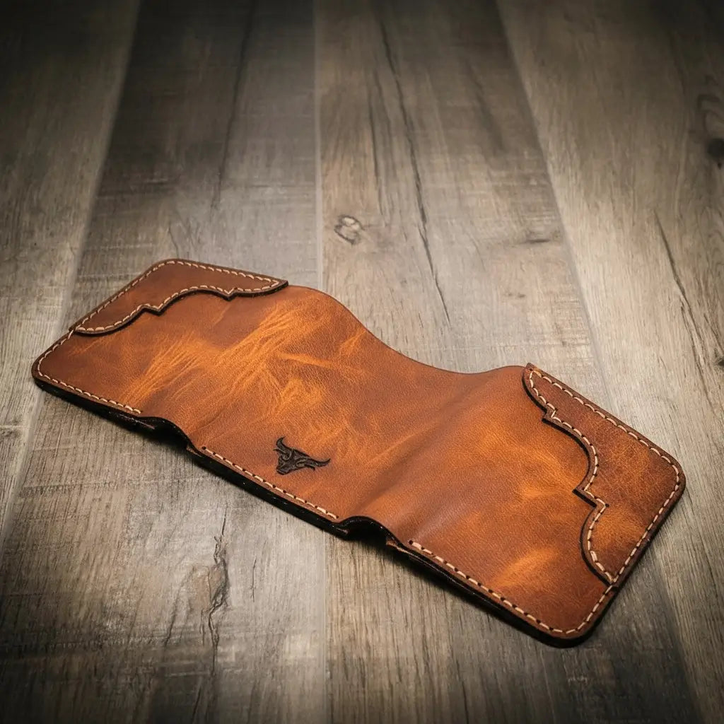 Bull Sheath Leather Western Trifold Wallet