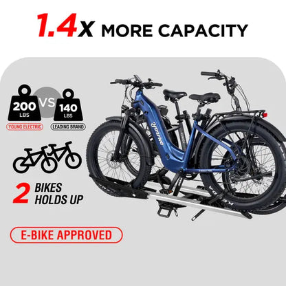 2-Bike E-bike Hitch Rack, EZ-FOLD Fat Tire Electric Bike Carrier