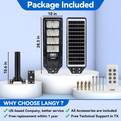 Langy Solar Lights 4 pack 200W solar street lights 25000 lumens