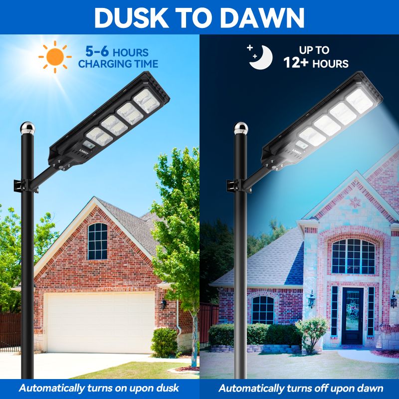 Langy Solar Lights 4 pack 200W solar street lights 25000 lumens