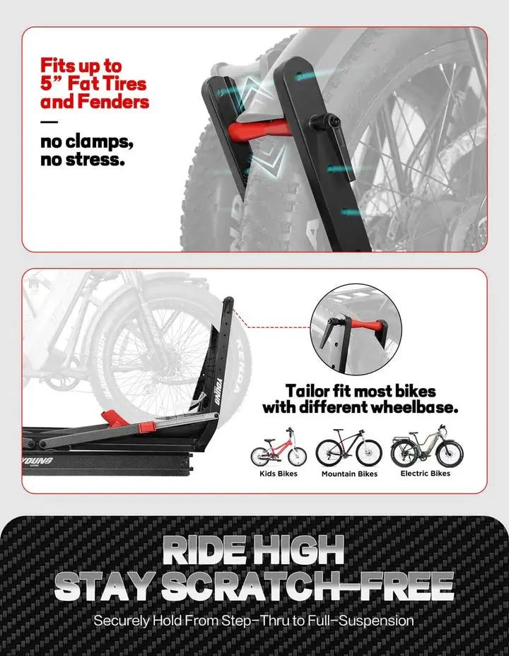 200lbs Capacity Tire - Clamp E - bike Rack with Ramp - Angler's Pro Tackle & Outdoors