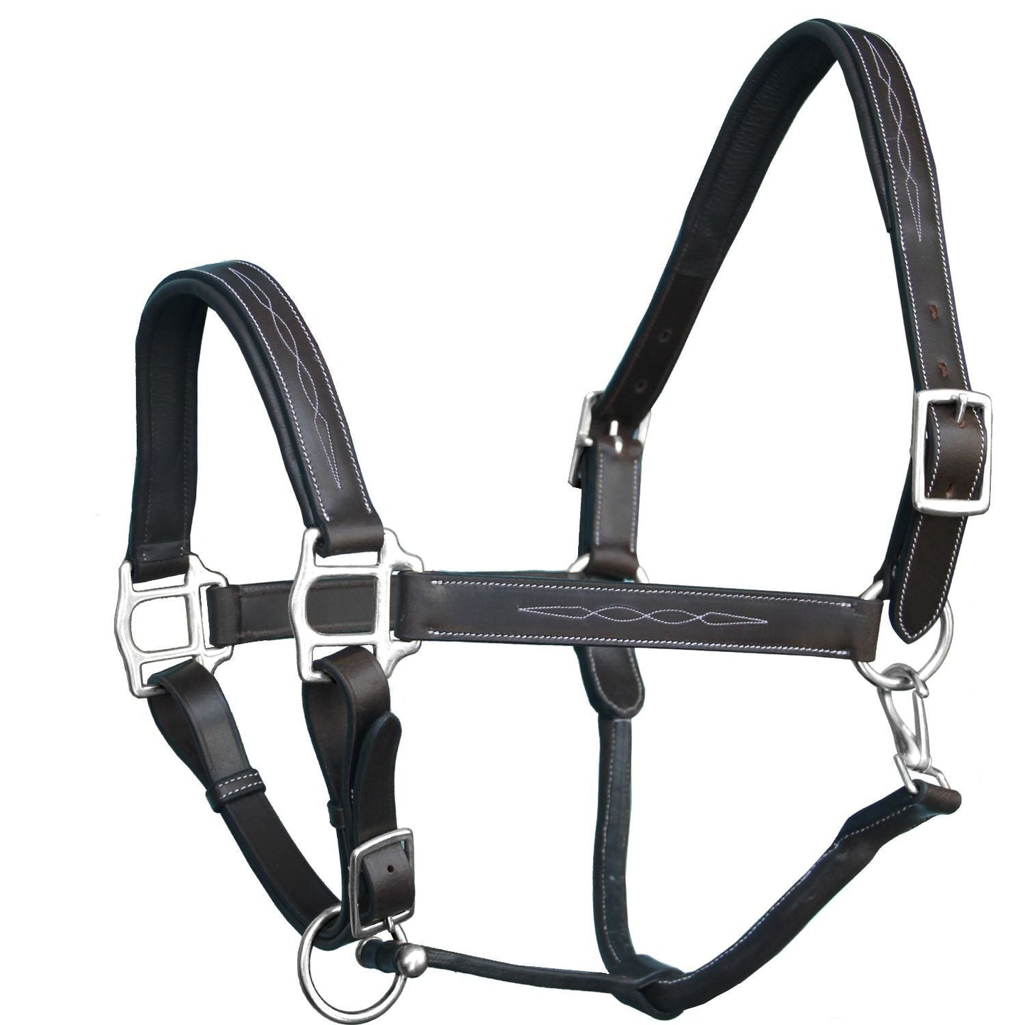 Bridles & Reins ExionPro Fancy Stitched Halter - Brass Nickel Hardware
