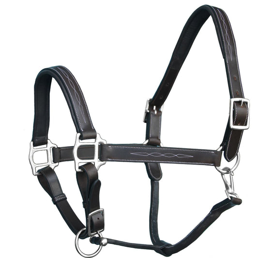 Bridles & Reins ExionPro Fancy Stitched Halter - Brass Nickel Hardware