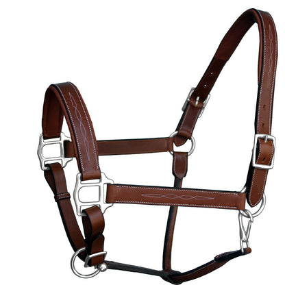 Bridles & Reins ExionPro Fancy Stitched Halter - Brass Nickel Hardware
