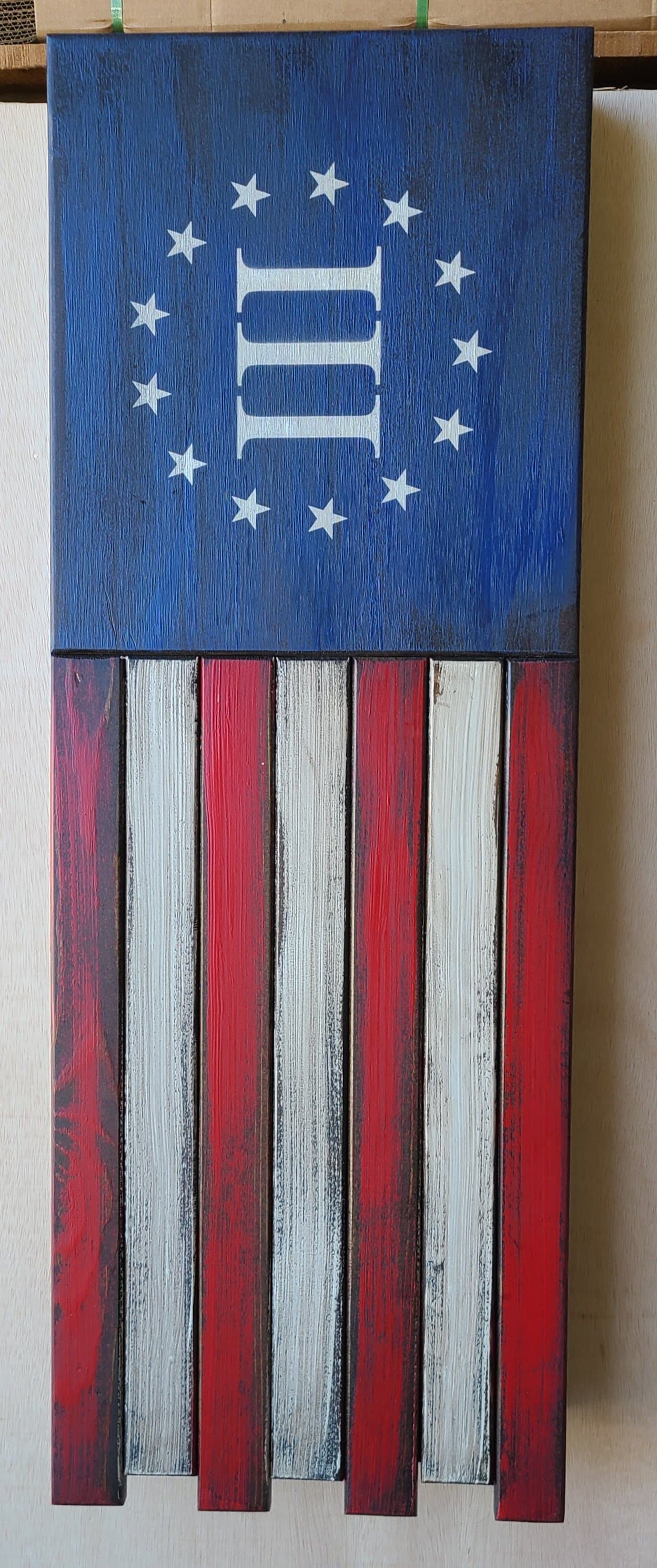 Liberty Home Concealment Long Slim “Half” American Flag Wooden Gun Storage Case