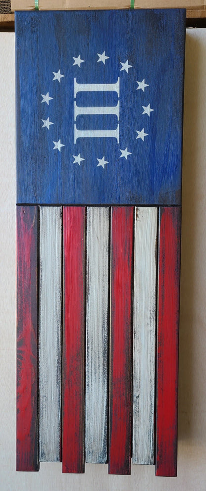 Liberty Home Concealment Long Slim “Half” American Flag Wooden Gun Storage Case