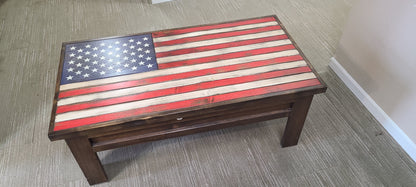 Liberty Home Concealment Rustic American Flag Gun Storage Coffee Table
