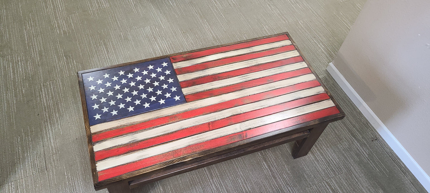 Liberty Home Concealment Rustic American Flag Gun Storage Coffee Table