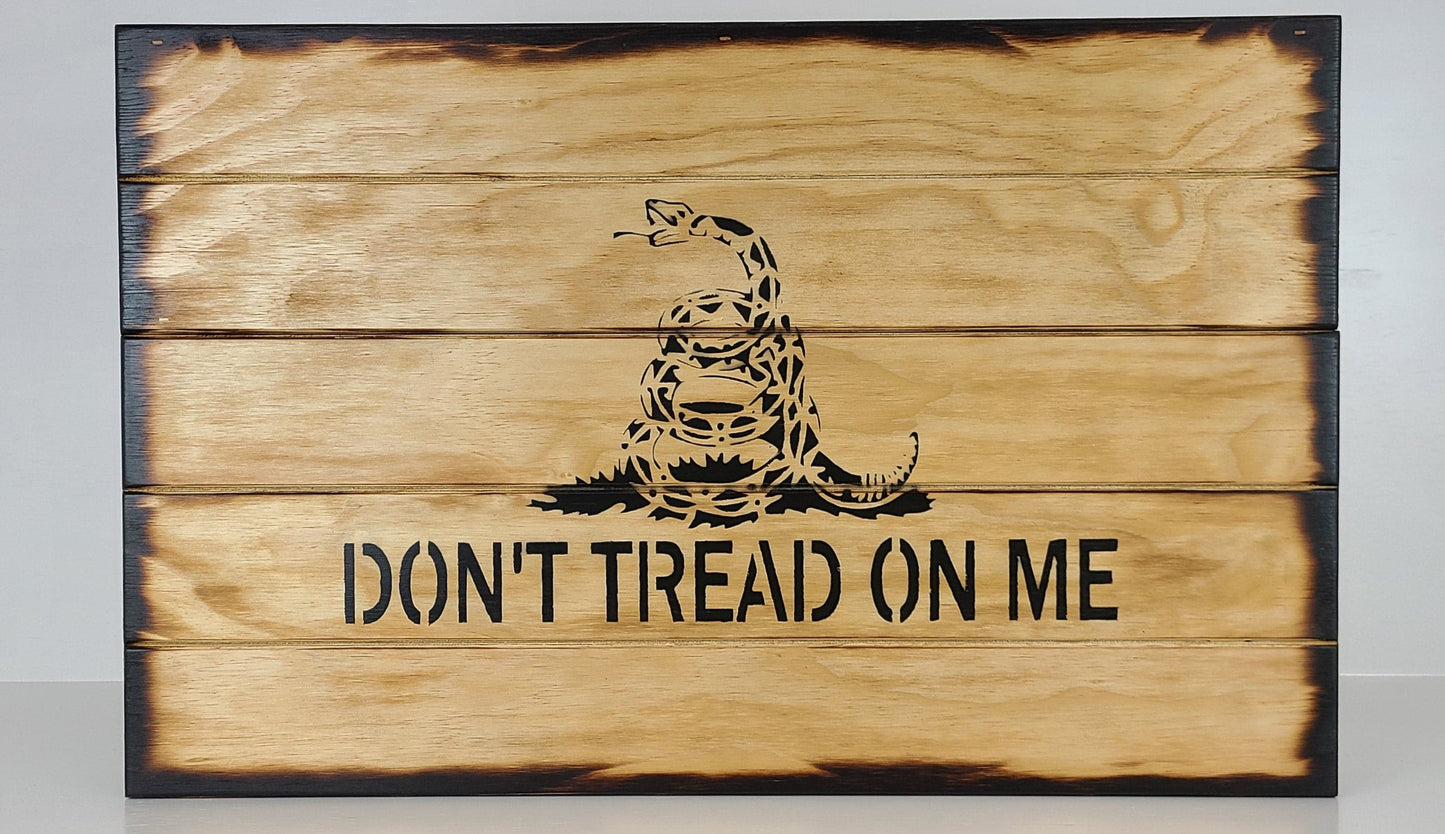 Liberty Home Concealment "Don't Tread on Me" Hidden Gun Storage sign  Charred Finish