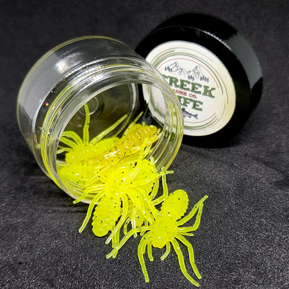 Creek Life Lures Jar of 1" Micro Spider Bait "The Writing Spider"