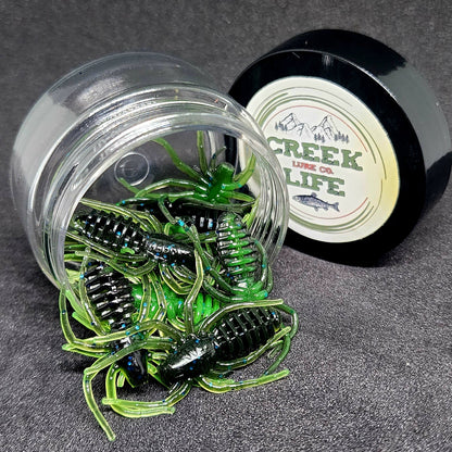 Creek Life Lures Jar of 1" Micro Spider Bait "The Writing Spider"