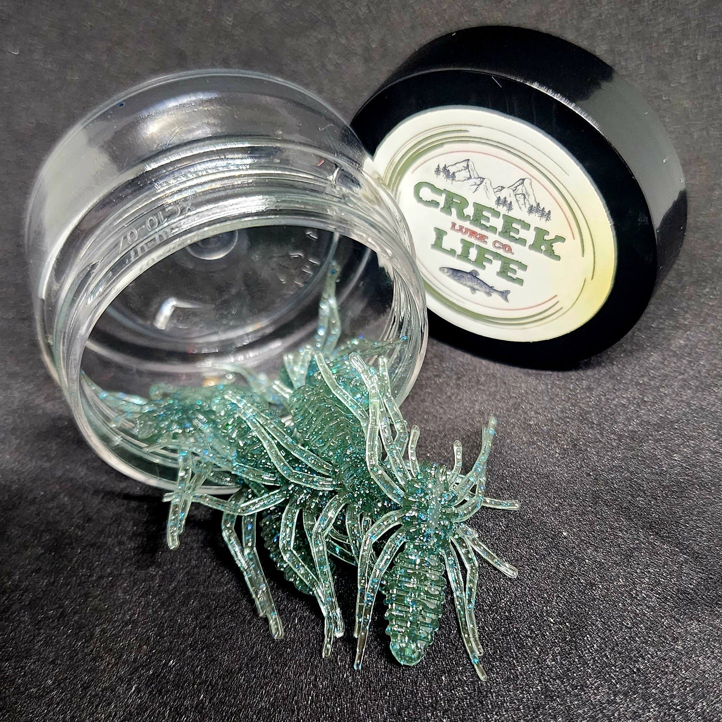 Creek Life Lures Jar of 1" Micro Spider Bait "The Writing Spider"