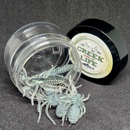 Creek Life Lures Jar of 1" Micro Spider Bait "The Writing Spider"