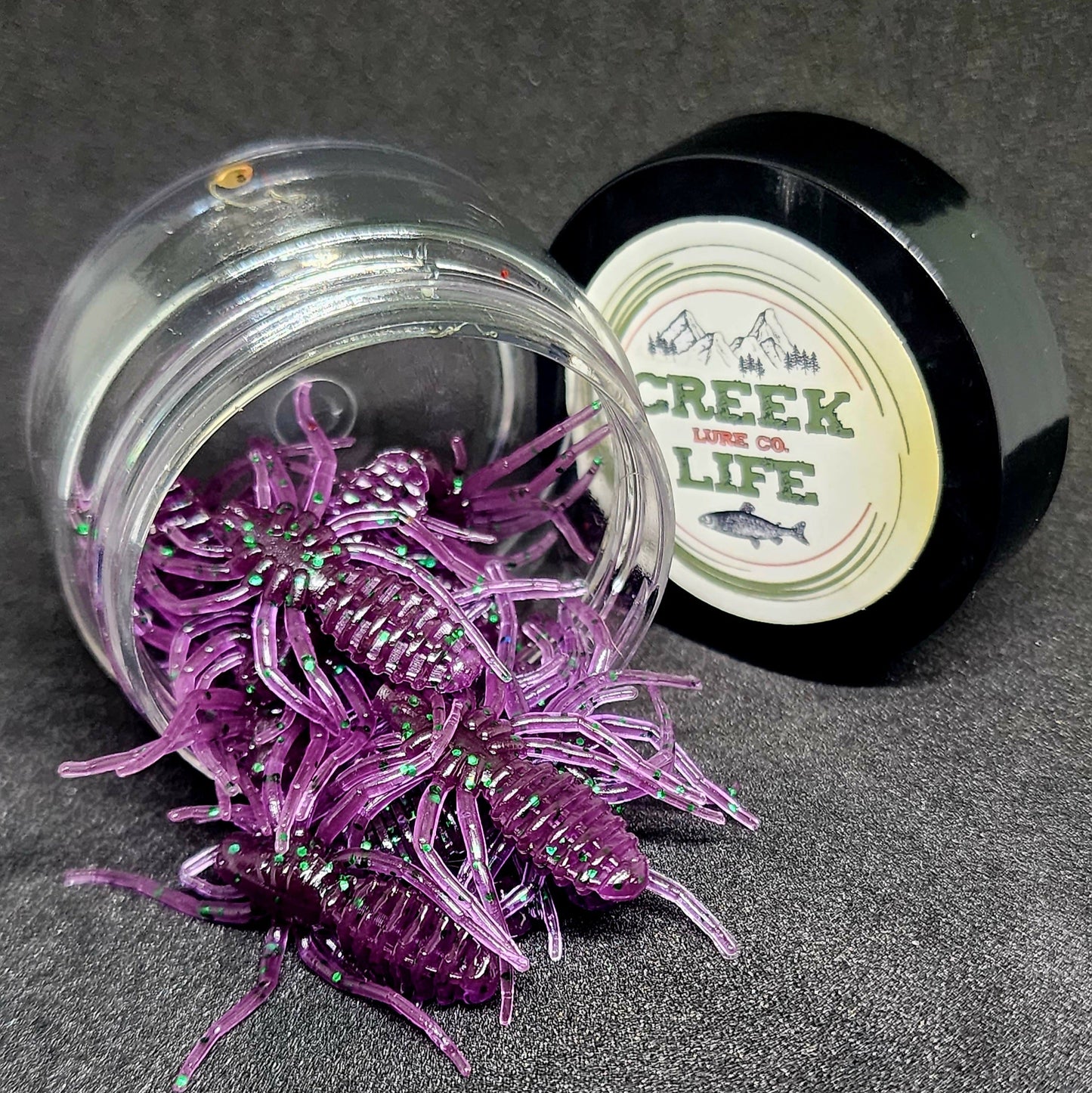 Creek Life Lures Jar of 1" Micro Spider Bait "The Writing Spider"