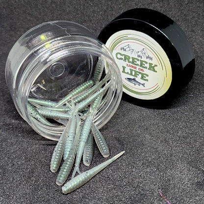 Creek Life Lures Jar of 1.4" Inch Micro Fluke "The Ditch Stick"