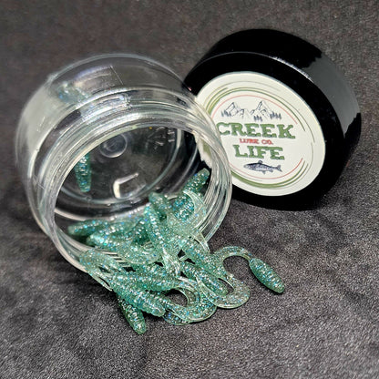 Creek Life Lures Jar of 1" Micro Curl Tail Grub "The Tennessee Twister"