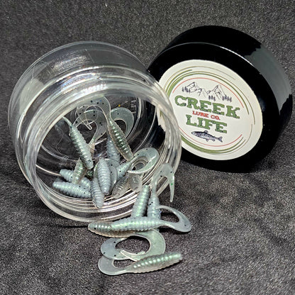 Creek Life Lures Jar of 1" Micro Curl Tail Grub "The Tennessee Twister"