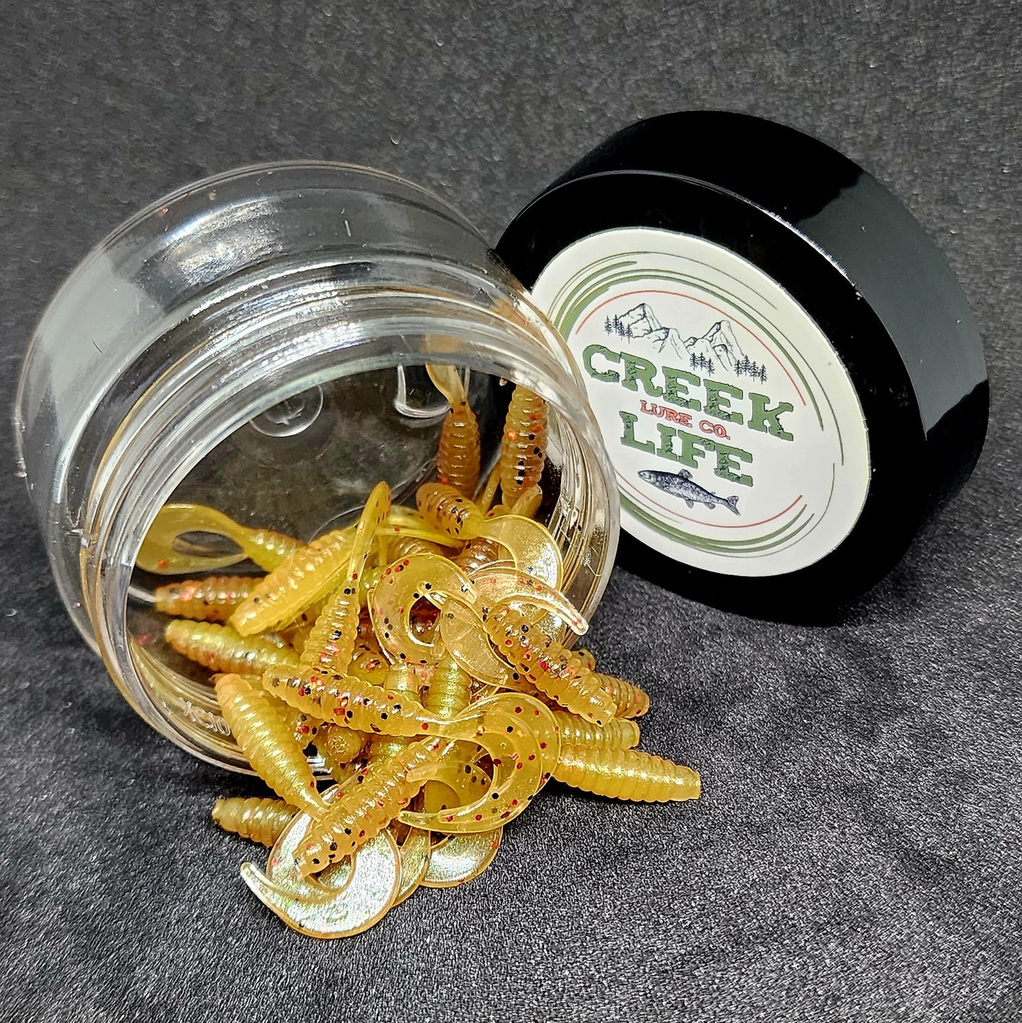 Creek Life Lures Jar of 1" Micro Curl Tail Grub "The Tennessee Twister"