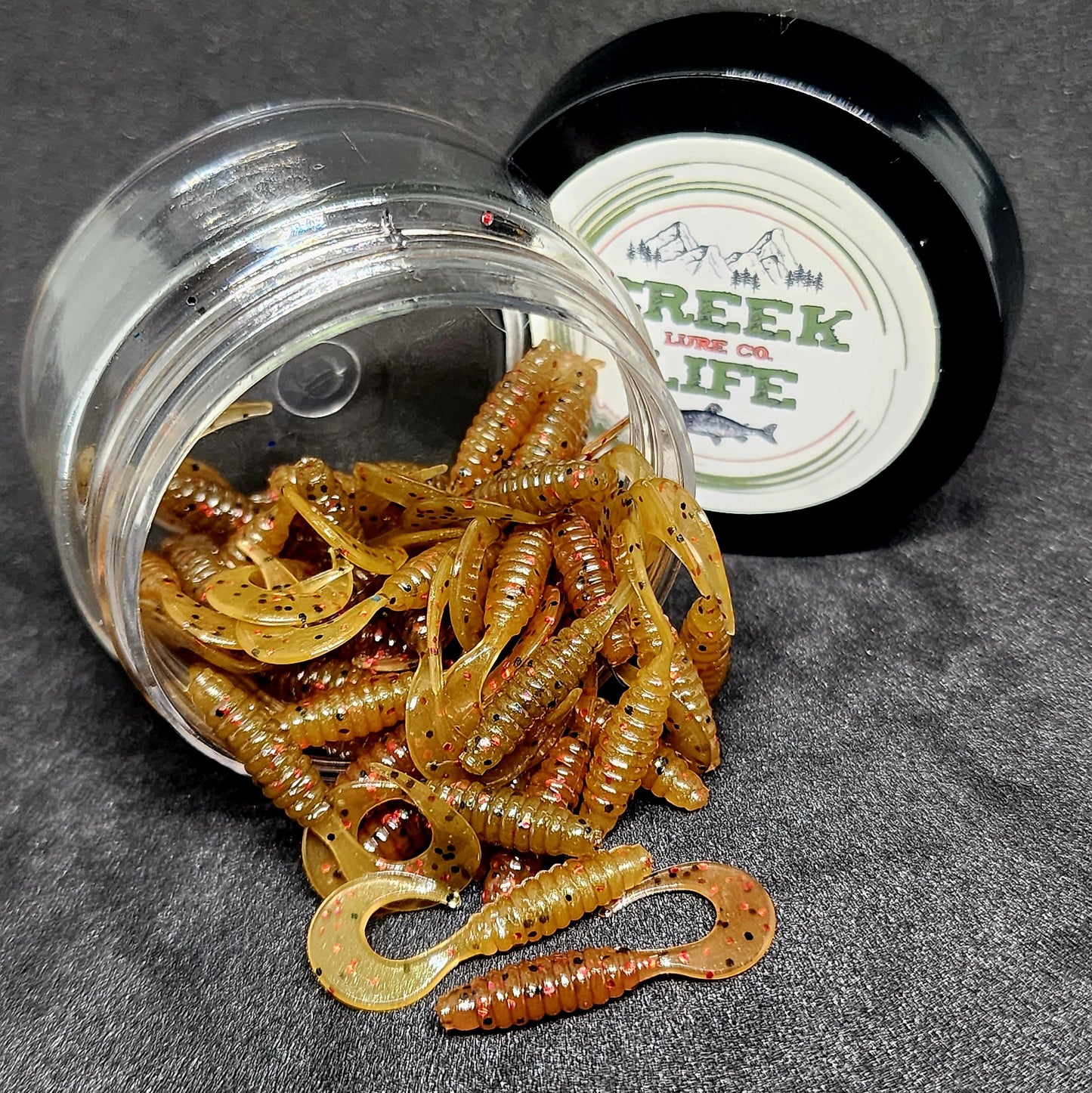 Creek Life Lures Jar of 1" Micro Curl Tail Grub "The Tennessee Twister"