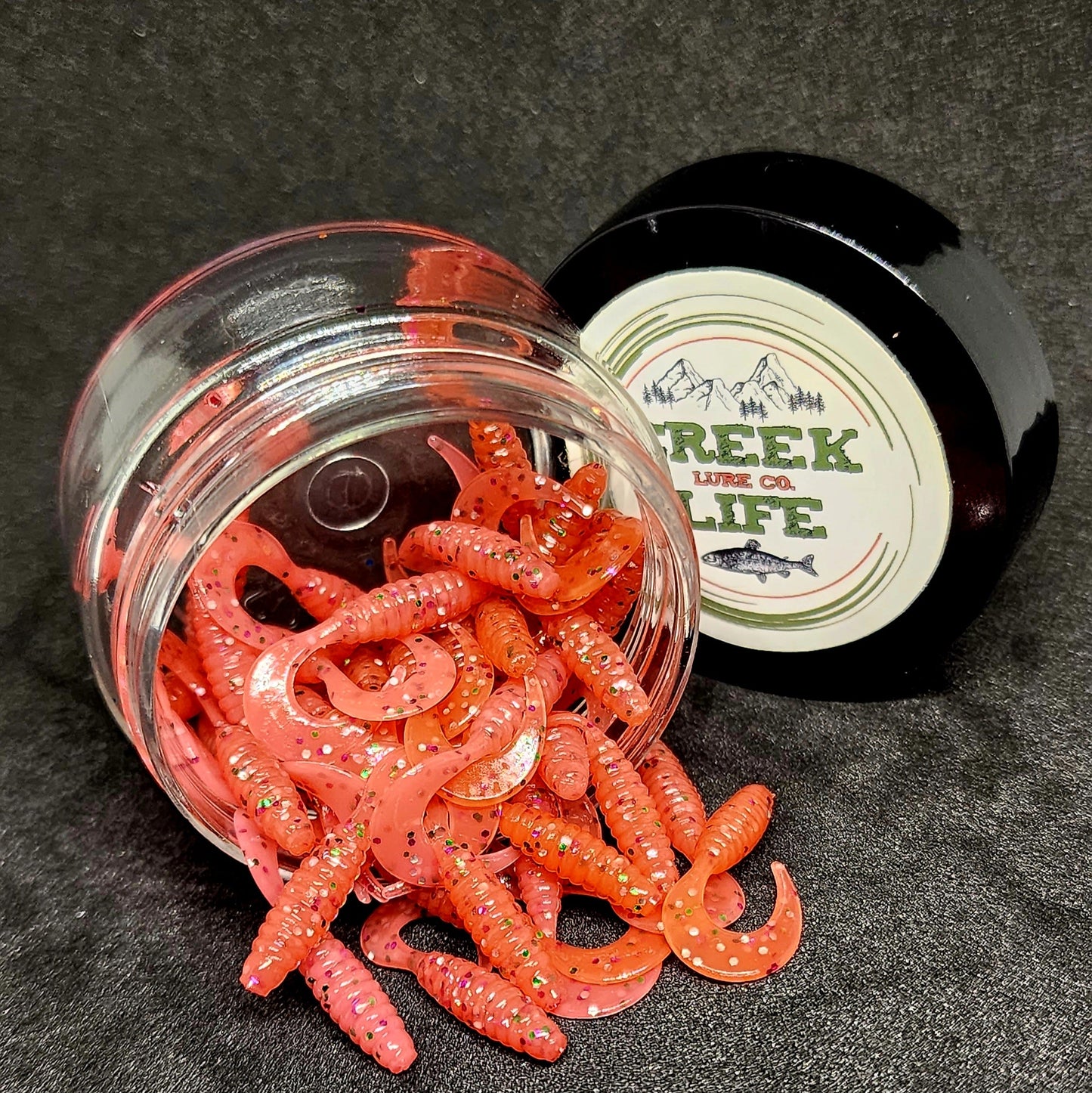 Creek Life Lures Jar of 1" Micro Curl Tail Grub "The Tennessee Twister"