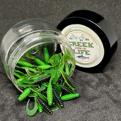 Creek Life Lures Jar of 1" Micro Curl Tail Grub "The Tennessee Twister"