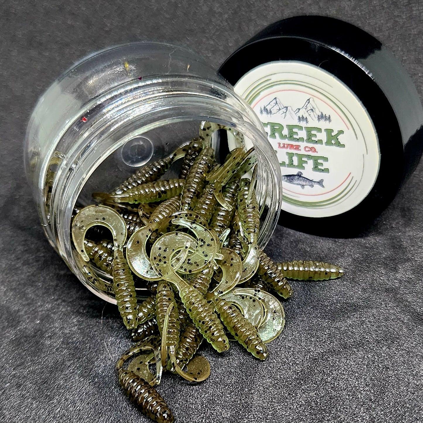 Creek Life Lures Jar of 1" Micro Curl Tail Grub "The Tennessee Twister"