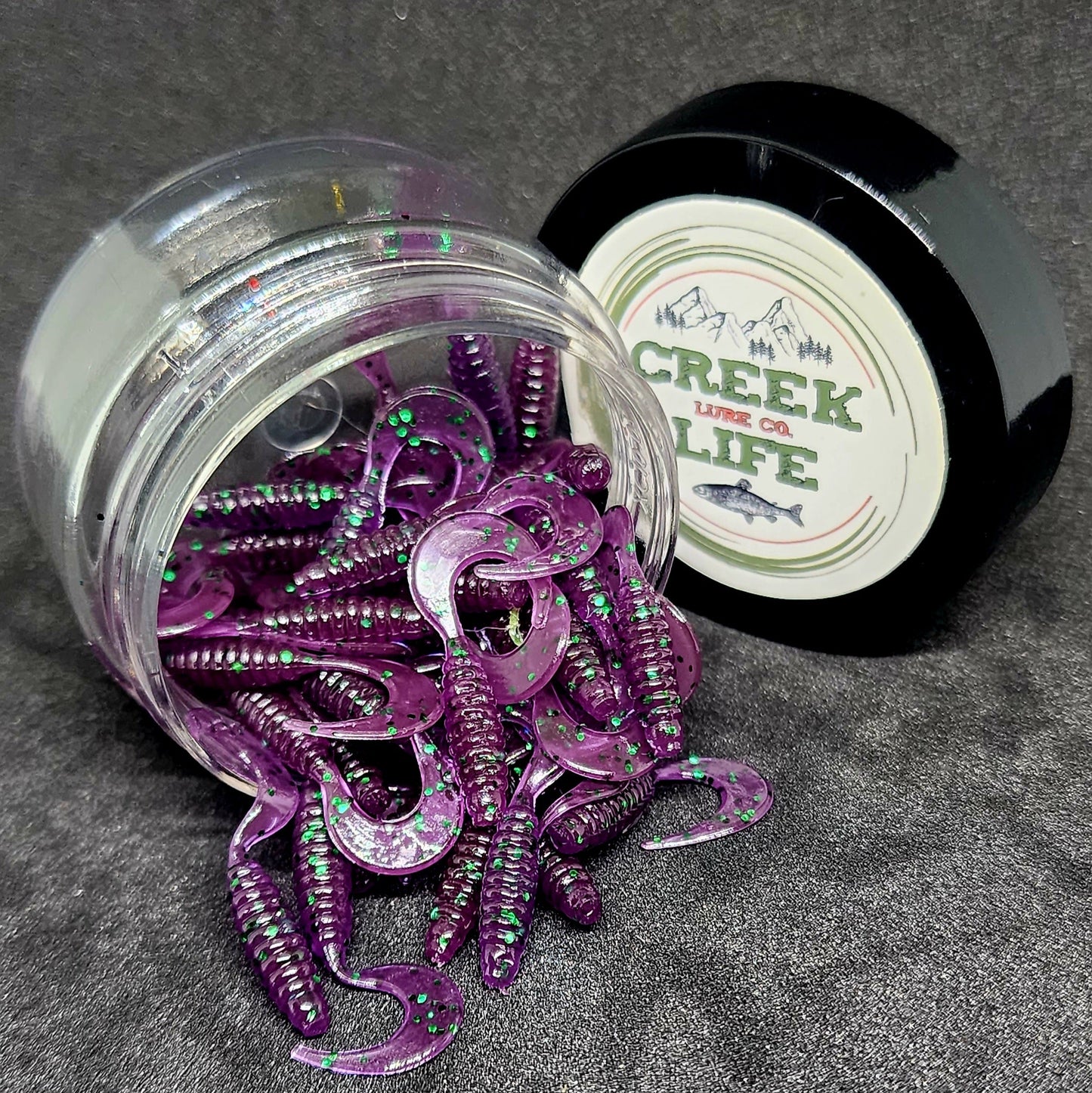 Creek Life Lures Jar of 1" Micro Curl Tail Grub "The Tennessee Twister"