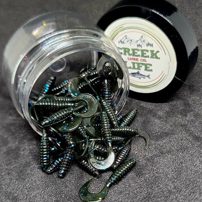 Creek Life Lures Jar of 1" Micro Curl Tail Grub "The Tennessee Twister"