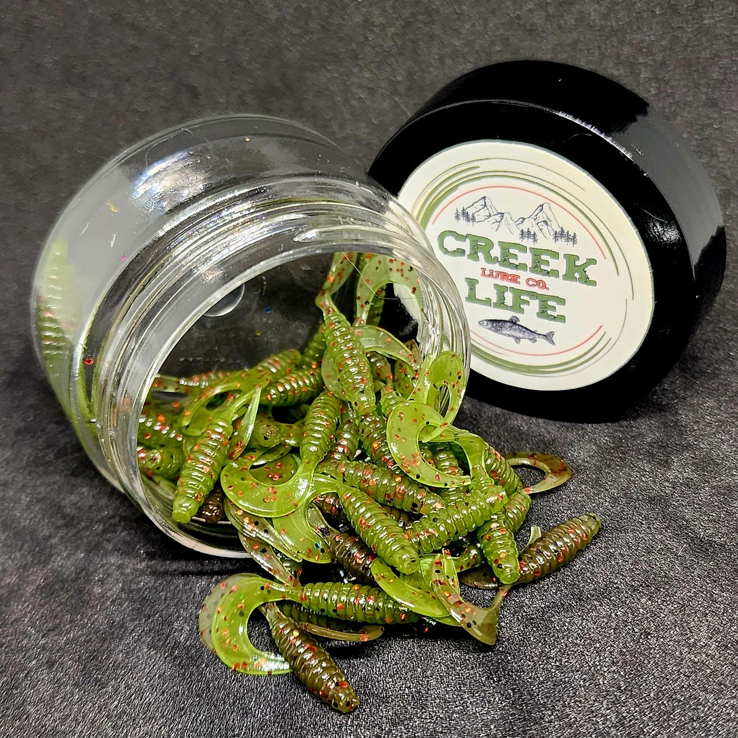 Creek Life Lures Jar of 1" Micro Curl Tail Grub "The Tennessee Twister"